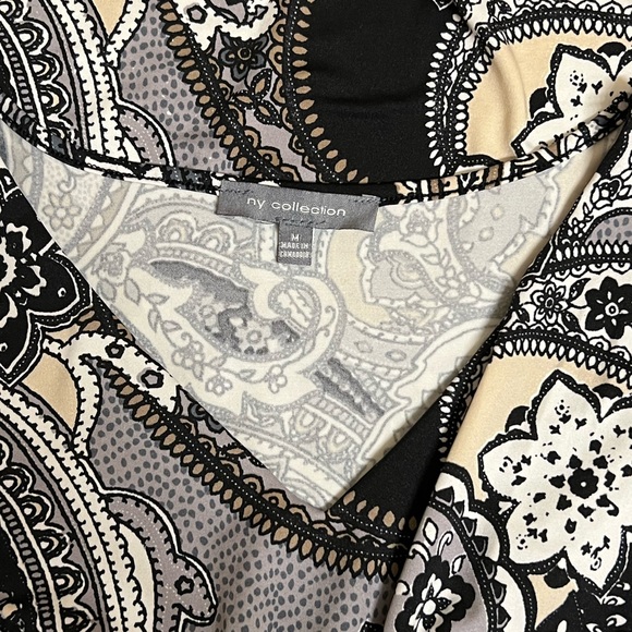 NY Collection Paisley Print Black Dress Macys Women's Medium M - Picture 4 of 13